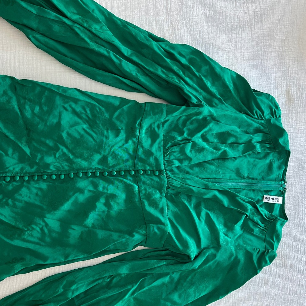 Rat & Boa Emerald Green Jacquard Mini Dress | Size M